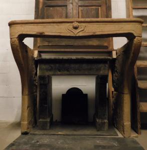 chp205 Burgundy stone fireplace. Measures 136 x h129 cm, depth 88 cm max